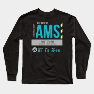 Amsterdam Airport Stylish Luggage Tag (AMS) Long Sleeve T-Shirt